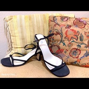 Black strappy heeled sandals